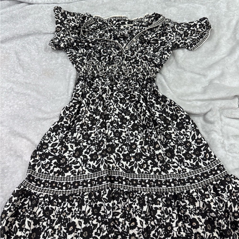 Black and White Floral Women's Dress